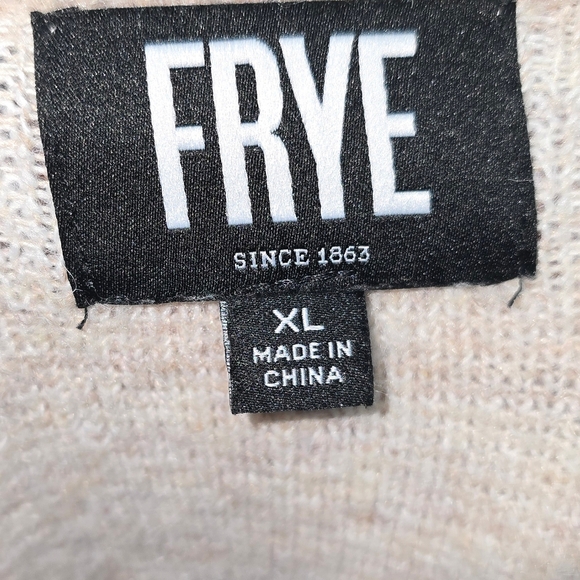 Frye Aztec Cardigan Sweater XL Beige Boho Open Front Tribal Southwestern Cozy - Picture 6 of 7